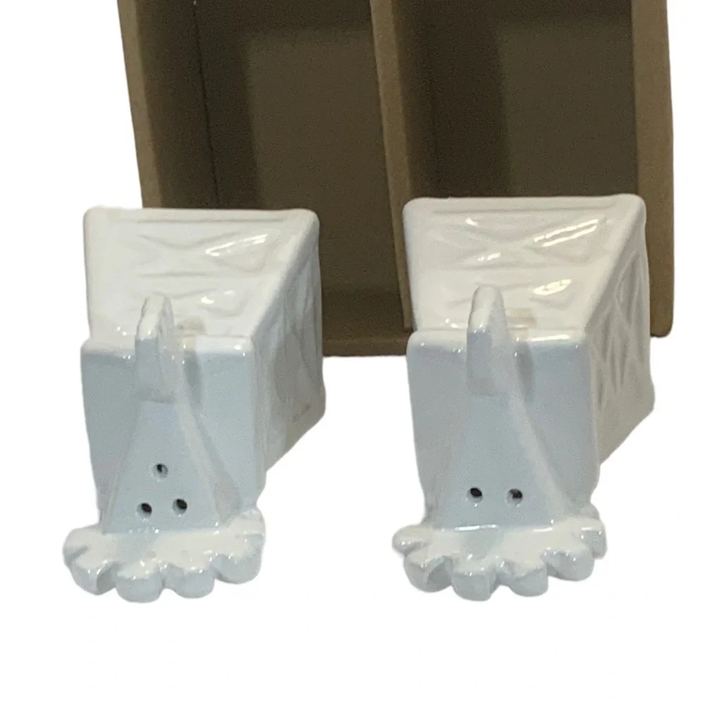 Farmhouse Windmill Salt and Pepper Shaker Set Ceramic Classic White